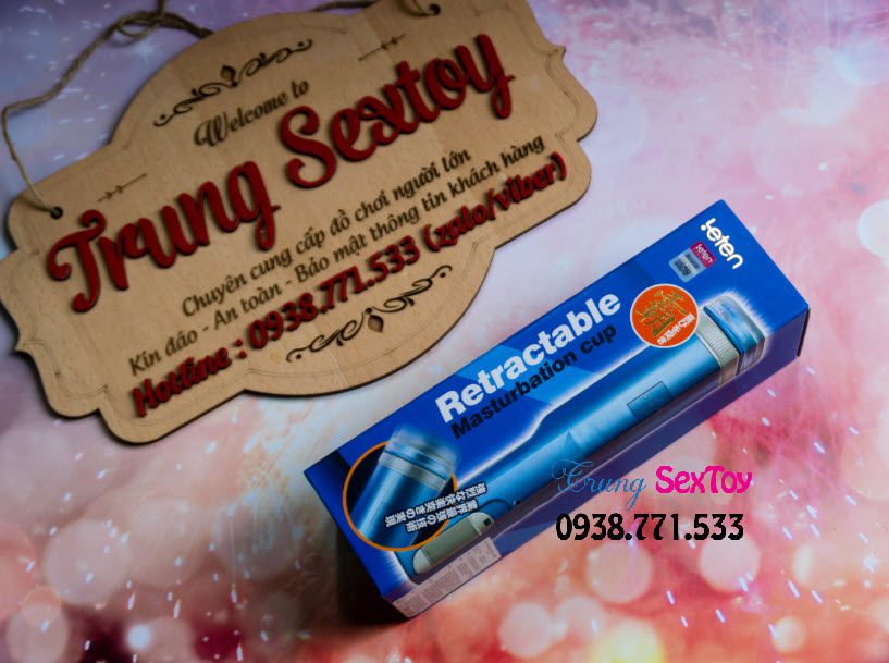 Máy thủ dâm Leten rung thụt siêu phê kèm gel bôi trơn