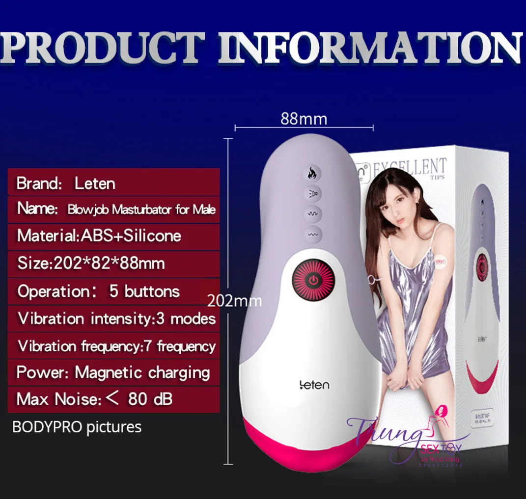 Máy Oralsex Leten kích thích dương vật nam, hàng Nhật, điều khiển dễ dàng