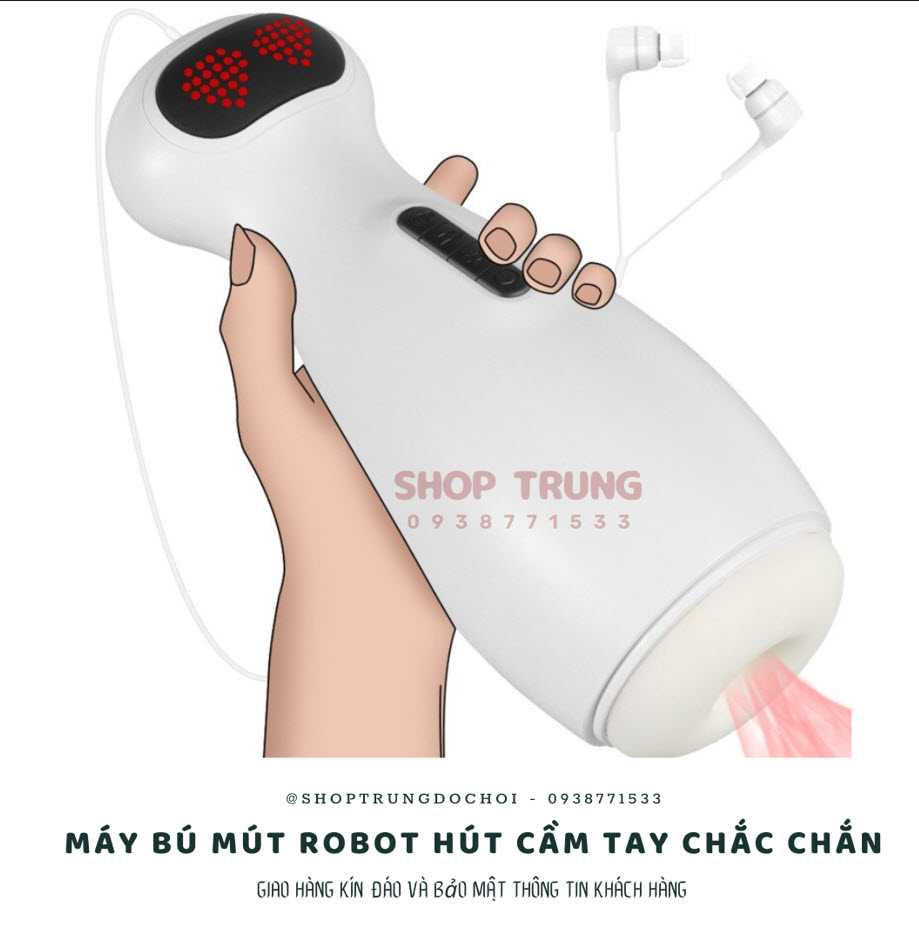 Máy rung bú hút Cute Robot co thắt tự động sướng mê ly