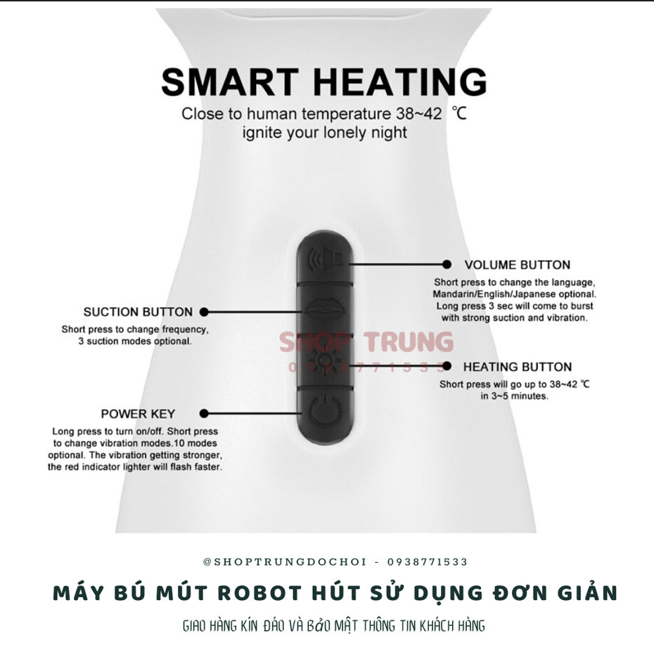 Máy rung bú hút Cute Robot co thắt tự động sướng mê ly