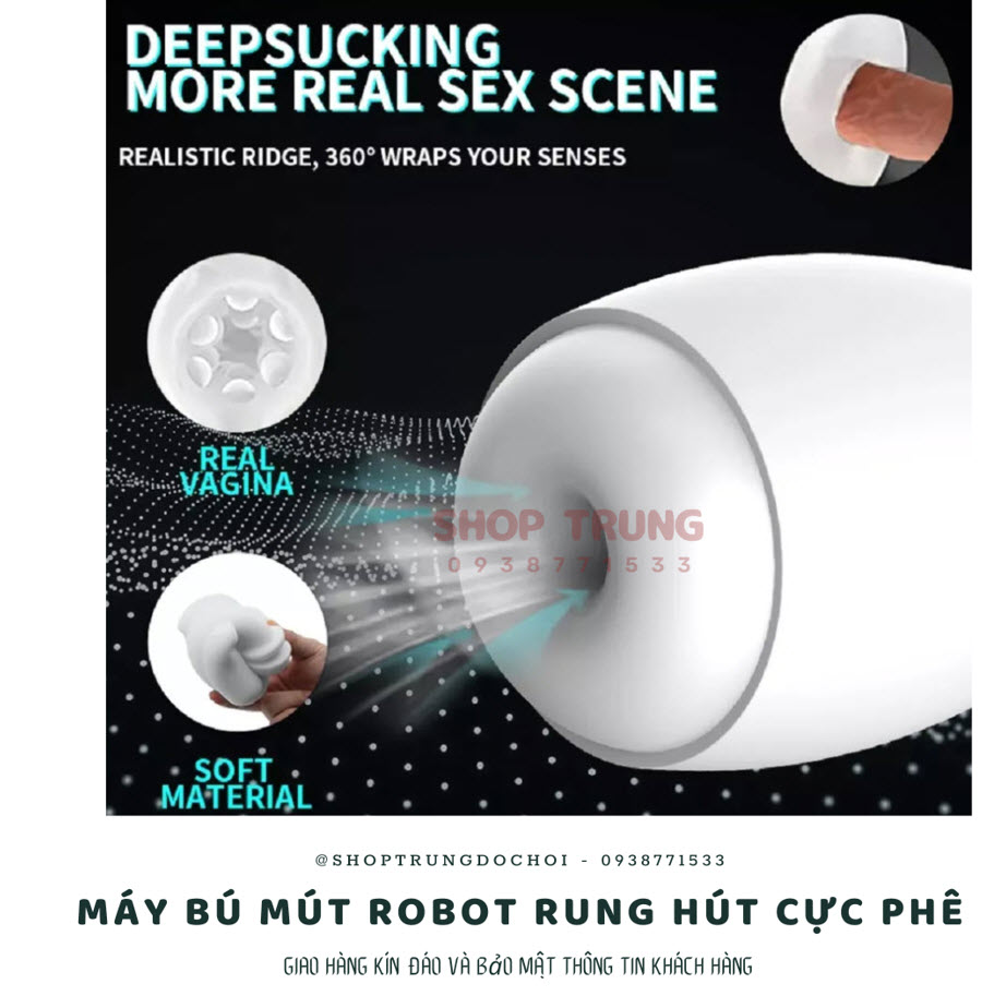 Máy rung bú hút Cute Robot co thắt tự động sướng mê ly