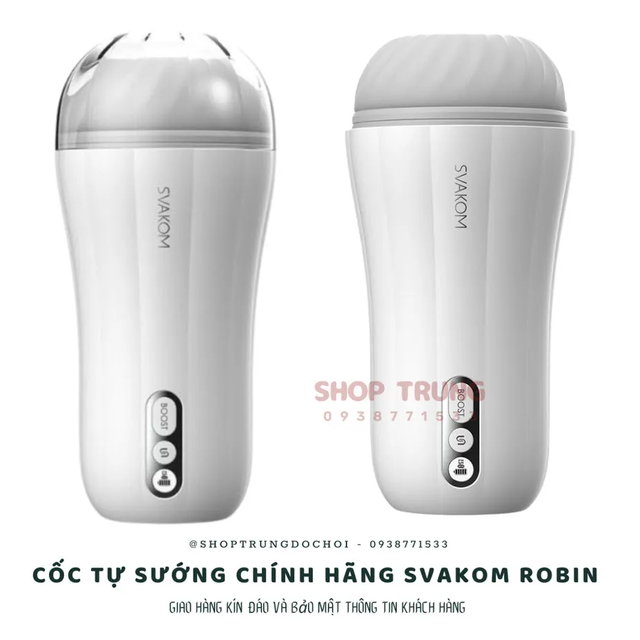Cốc tự sướng Svakom Robin cao cấp 5 chế độ rung silicone an toàn