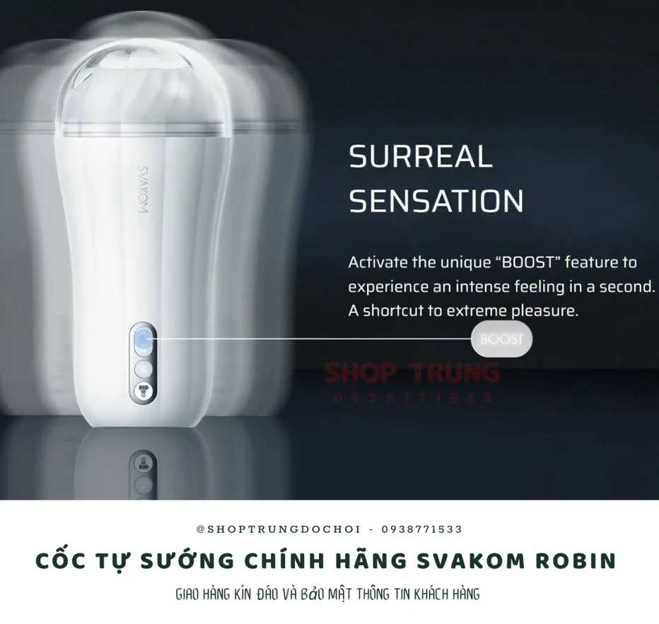Cốc tự sướng Svakom Robin cao cấp 5 chế độ rung silicone an toàn