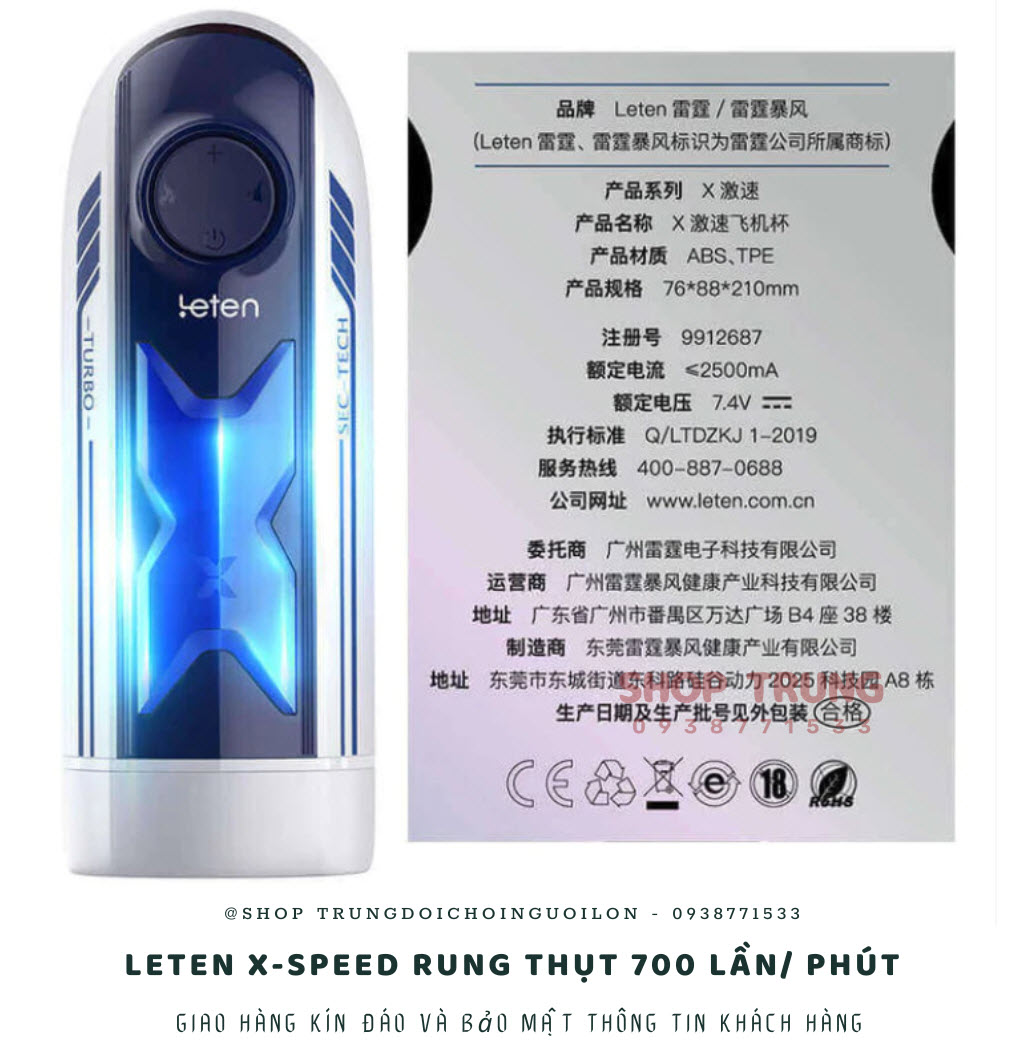 Máy thủ dâm Leten X-speed 700 lần/phút rung mạnh cực sướng
