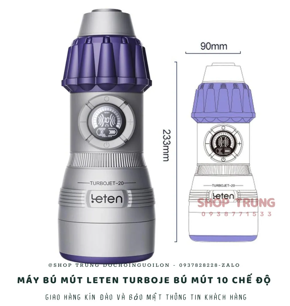 Máy Bú Mút Leten Turbojet Hút Rung 10 Chế Độ Cho Nam