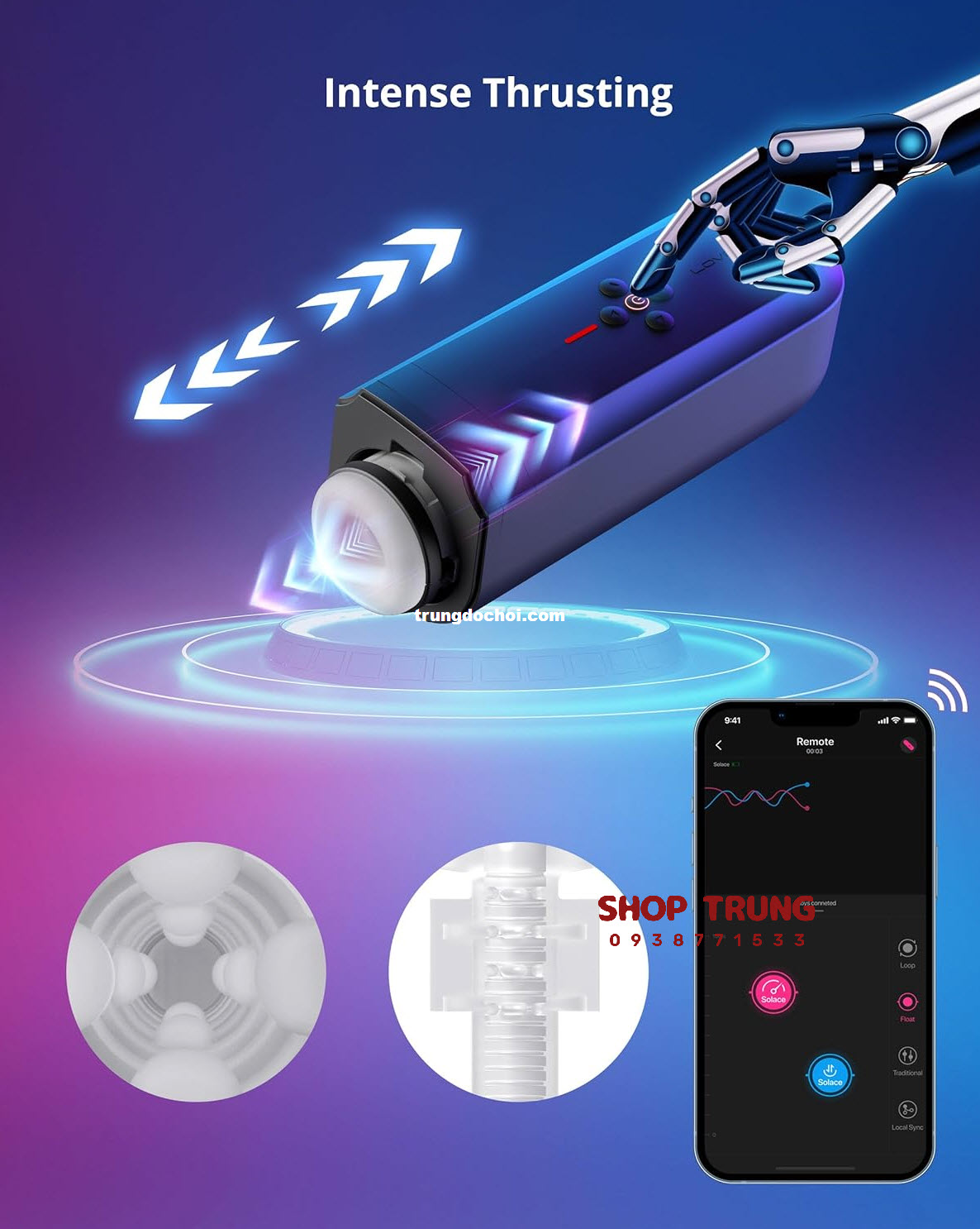 Máy Rung Thụt Lovense Solace Cực Phê Tăng Khoái Cảm Tối Đa