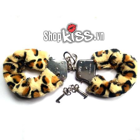 Còng tay kim loại đệm bông mềm mại dụng cụ chơi bạo dâm an toàn