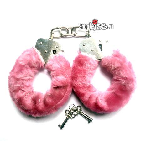 Còng tay kim loại đệm bông mềm mại dụng cụ chơi bạo dâm an toàn