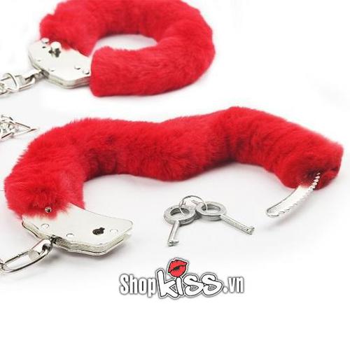 Còng tay kim loại đệm bông mềm mại dụng cụ chơi bạo dâm an toàn