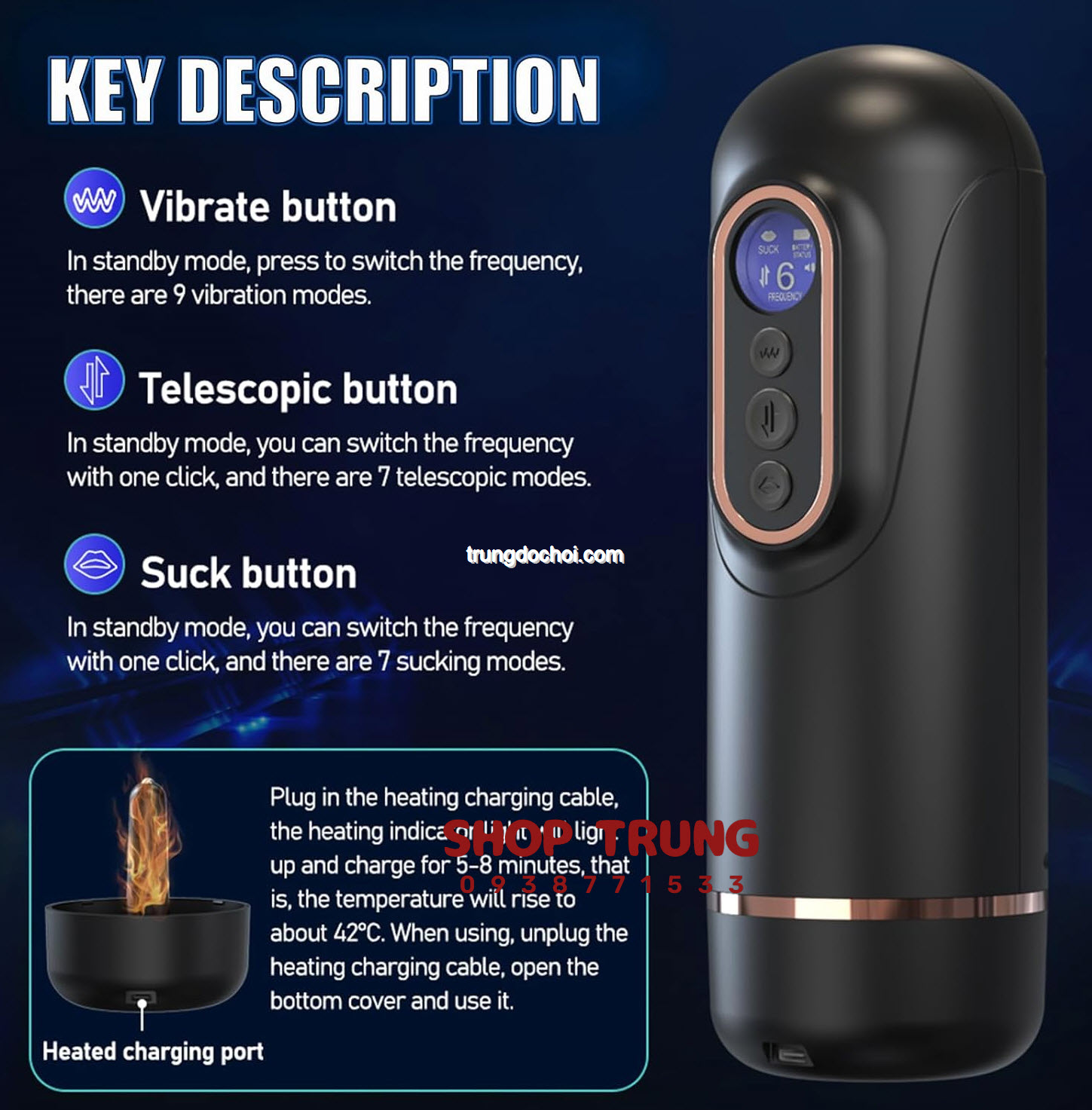 Máy Massage Tự Động Rung Thụt Co Bóp Có Nhiệt Độ Thỏa Mãn