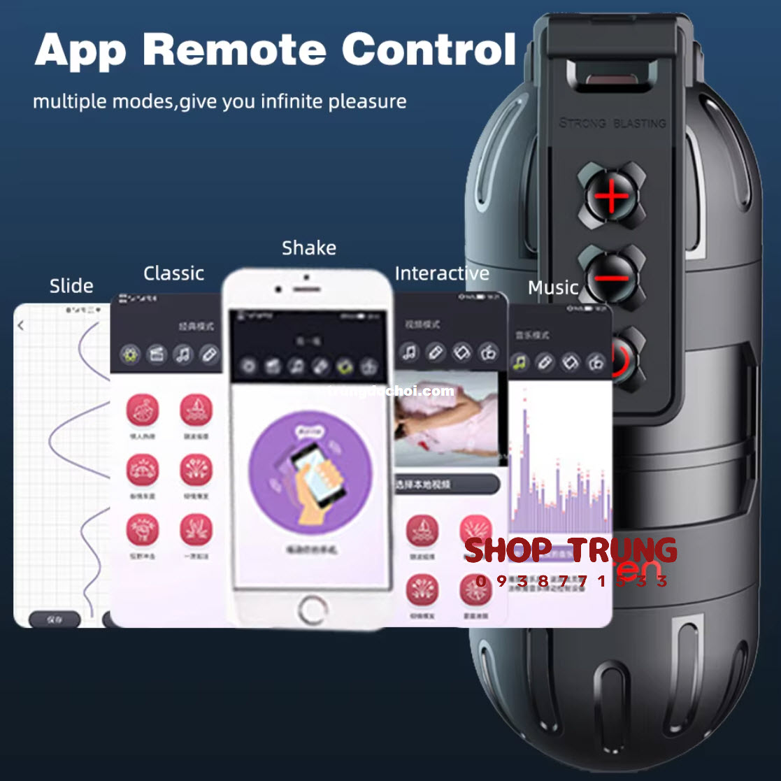 Cốc Leten Vibro rung mạnh kết nối app thông minh