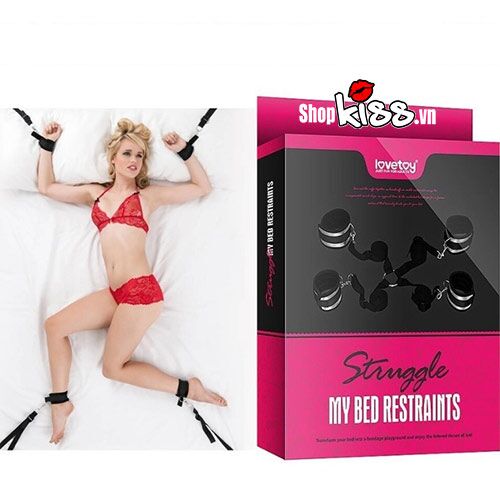 Bộ còng tay chân Lovetoy Struggle bạo dâm vải nỉ kích thích cuộc yêu