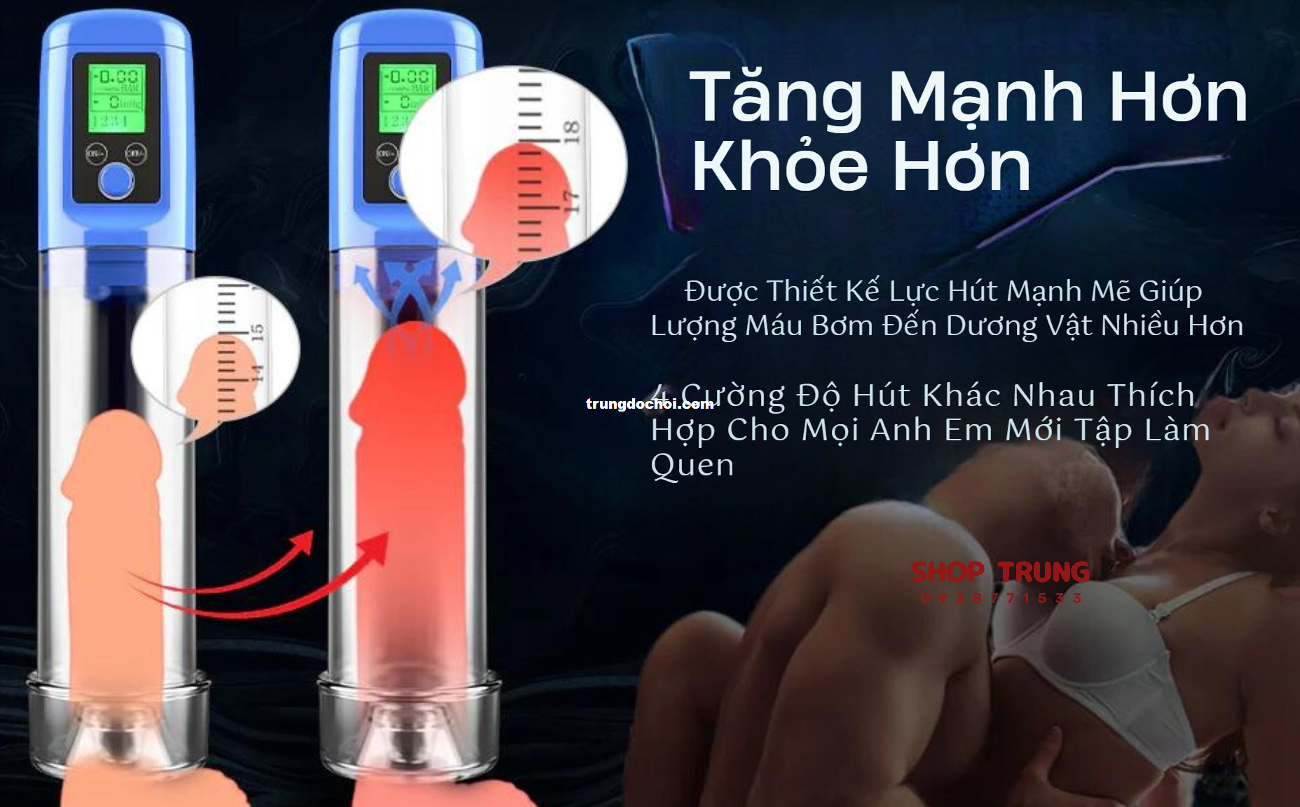Máy tập dương vật tự động LCD tăng kích thước an toàn nhanh