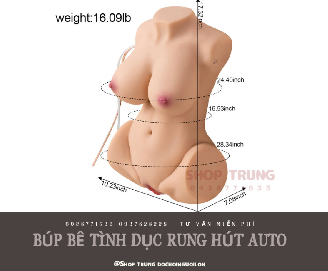 Búp bê bán thân 3D rung hút điều khiển từ xa silicone