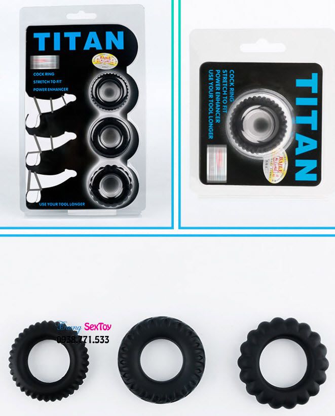 Combo 3 vòng đeo titan kéo dài chống xuất sớm