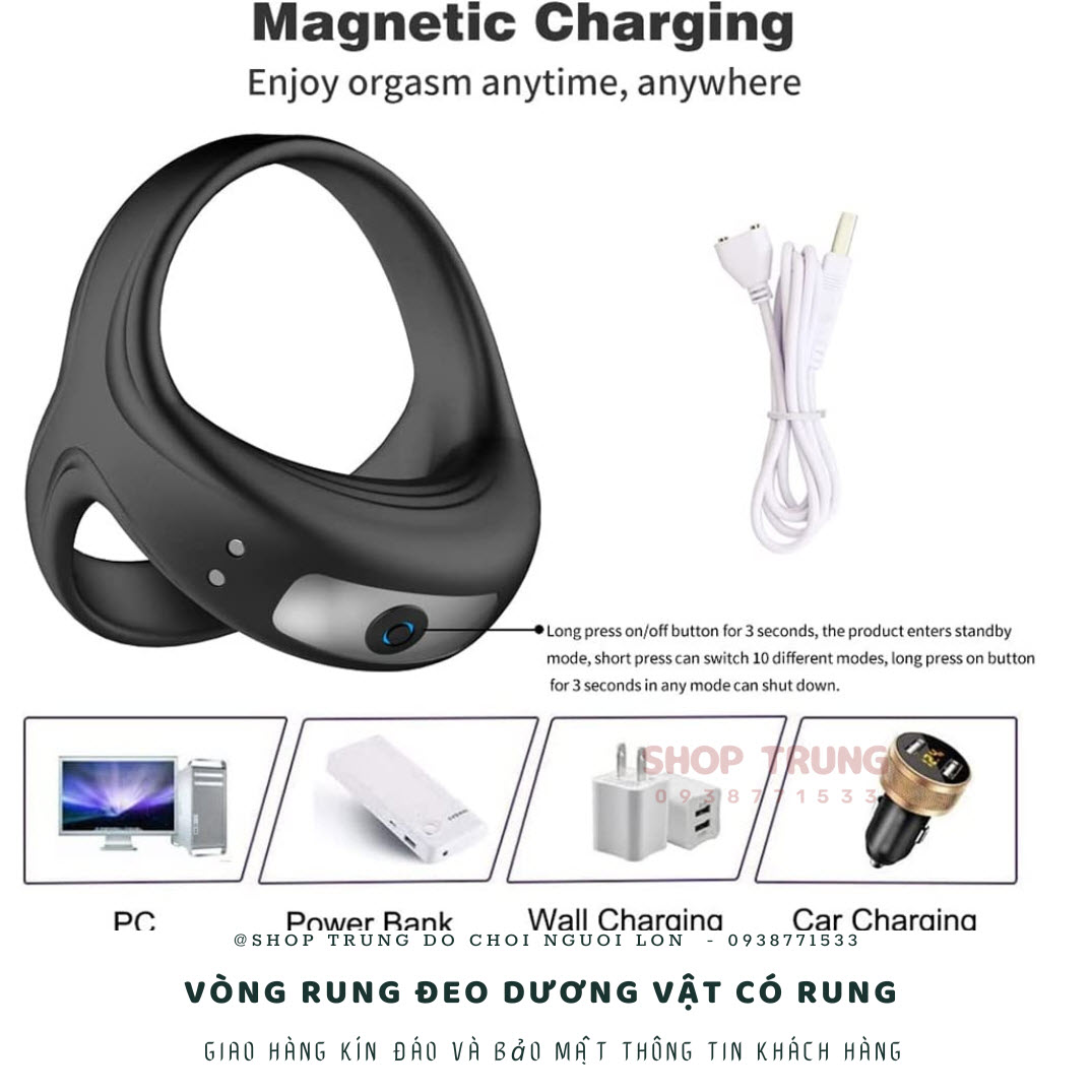 Vòng đeo dương vật rung cao cấp Cockring tăng khoái cảm nam