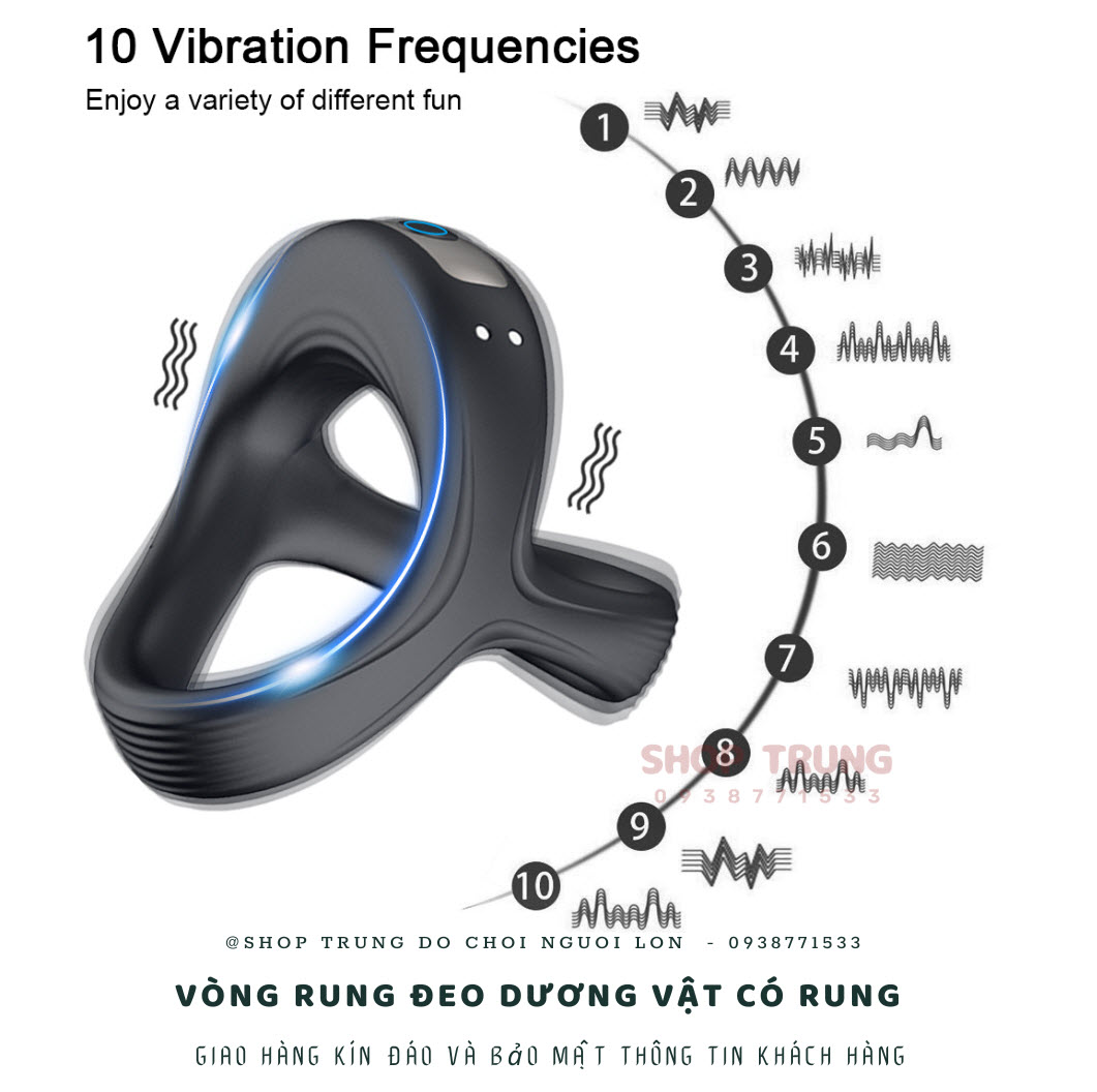 Vòng đeo dương vật rung cao cấp Cockring tăng khoái cảm nam