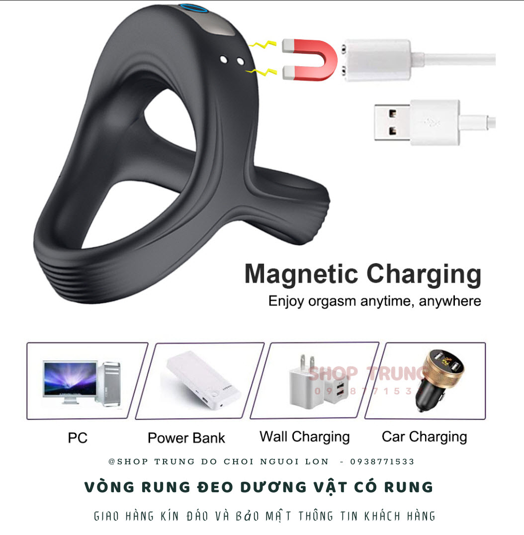 Vòng đeo dương vật rung cao cấp Cockring tăng khoái cảm nam