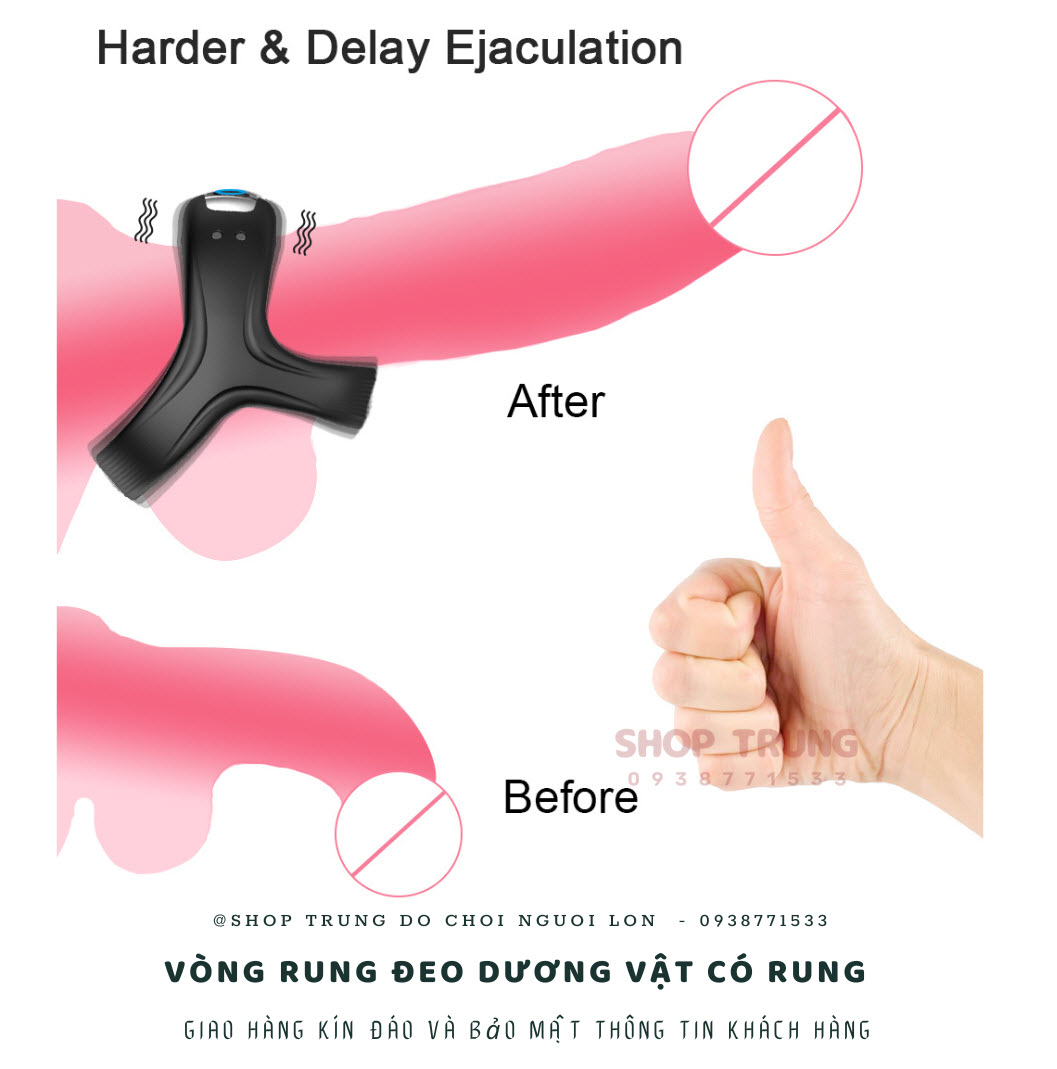 Vòng đeo dương vật rung cao cấp Cockring tăng khoái cảm nam