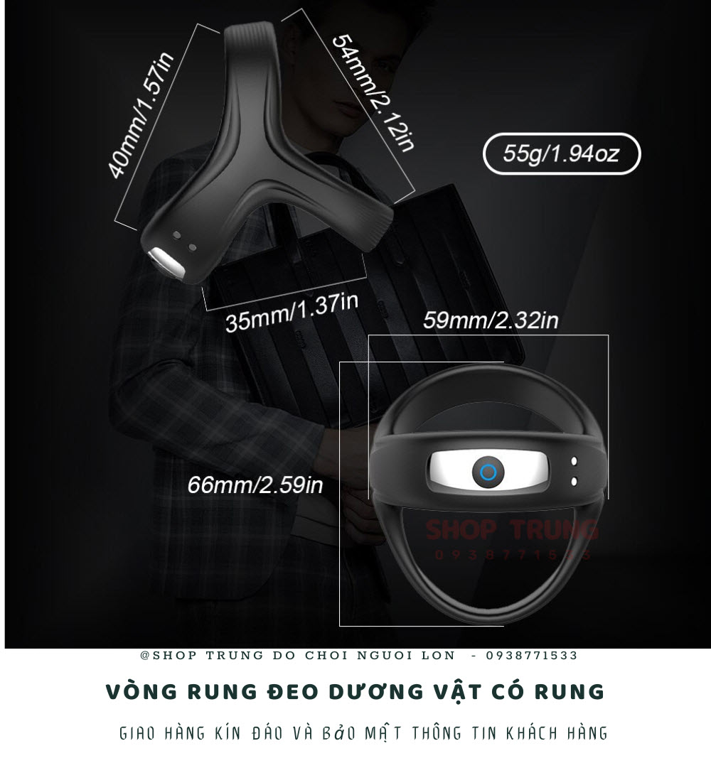 Vòng đeo dương vật rung cao cấp Cockring tăng khoái cảm nam