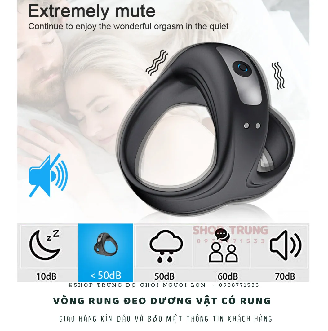 Cockring vòng đeo dương vật rung silicon y tế 10 chế độ sạc từ tính