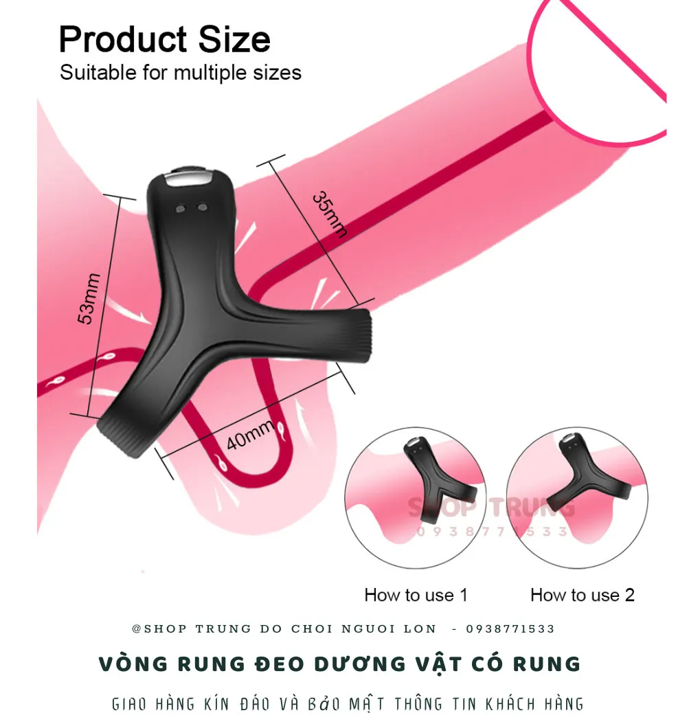 Cockring vòng đeo dương vật rung silicon y tế 10 chế độ sạc từ tính