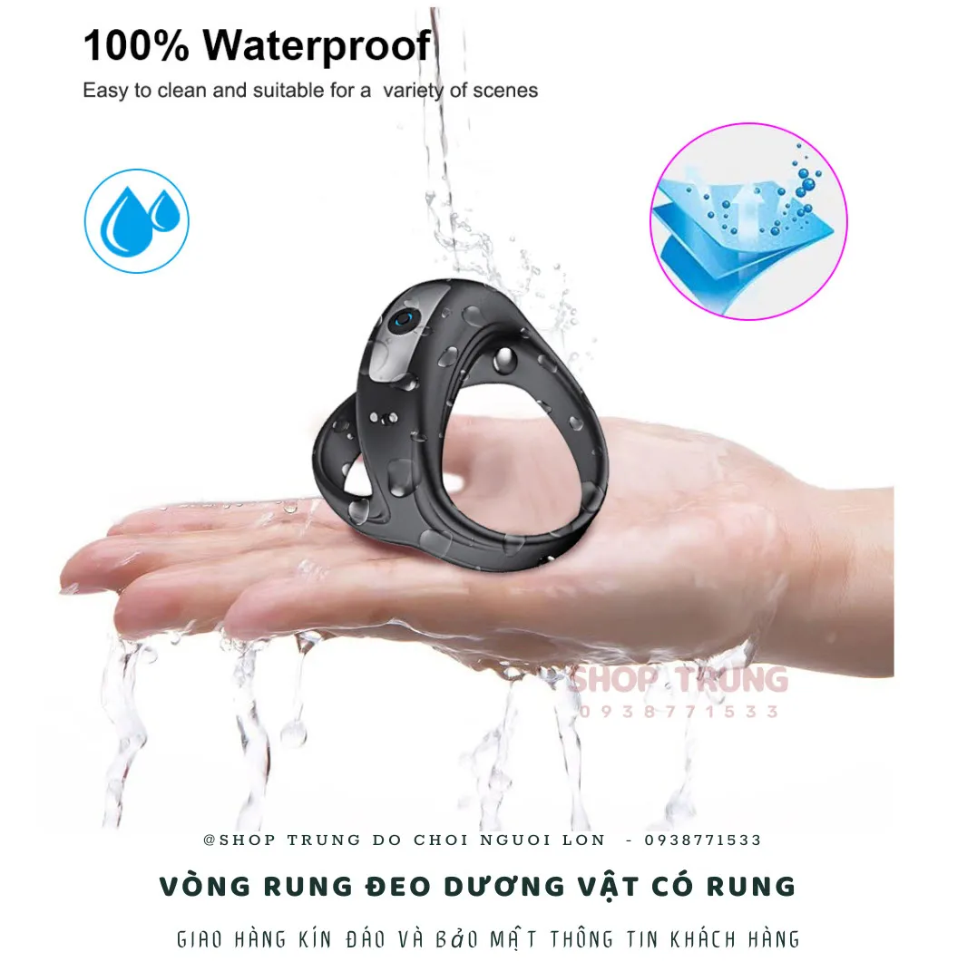 Cockring vòng đeo dương vật rung silicon y tế 10 chế độ sạc từ tính