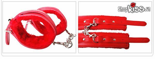 Bộ đồ chơi BDSM da đỏ 7 món QT07 kích thích đam mê