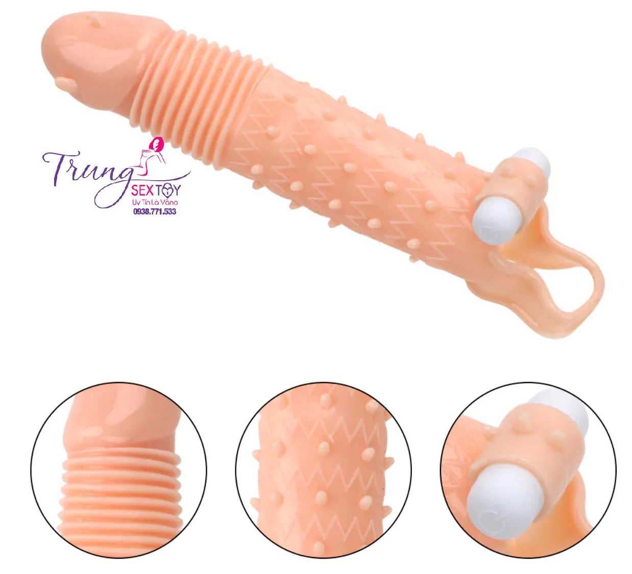 Bao cao su rung gai hai đầu nhấp kích thích cực đỉnh mềm mại