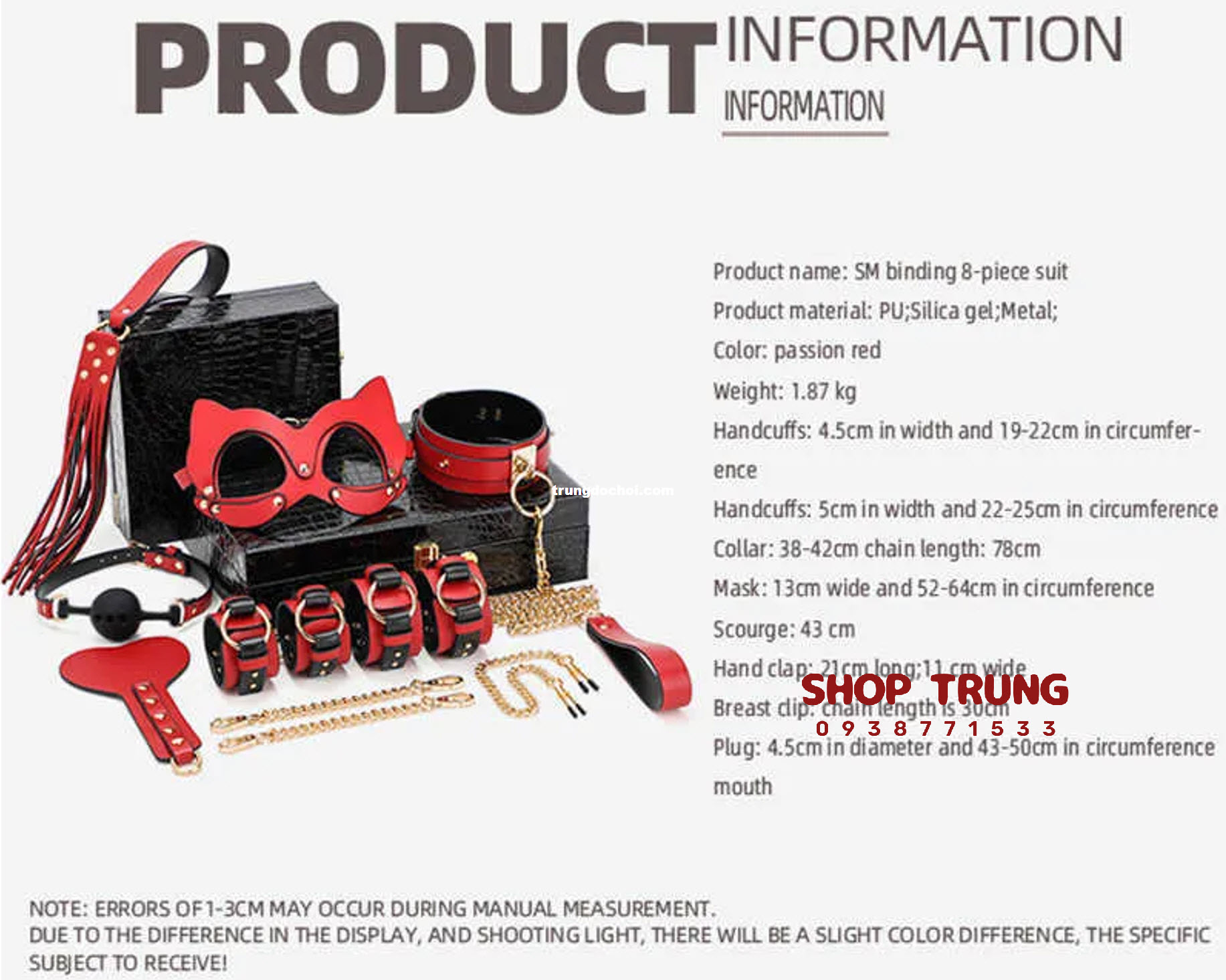 Bộ BDSM 8 Món Cao Cấp Khơi Gợi Đam Mê Khoái Cảm Mãnh Liệt