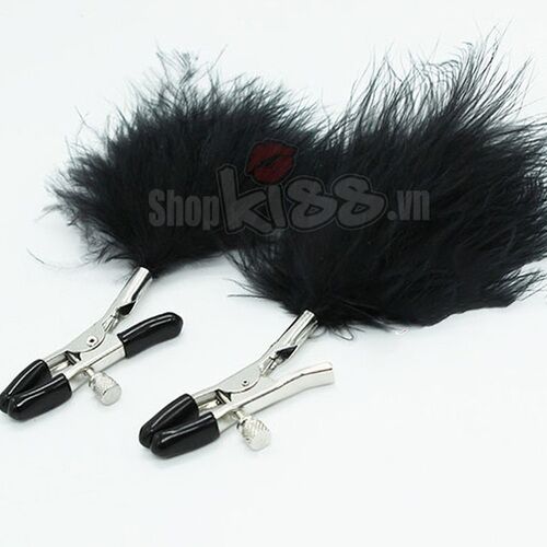 Bộ kẹp vú chổi lông vũ kích thích đê mê dụng cụ bạo dâm 2025