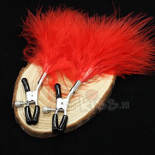 Bộ kẹp vú chổi lông vũ kích thích đê mê dụng cụ bạo dâm 2025