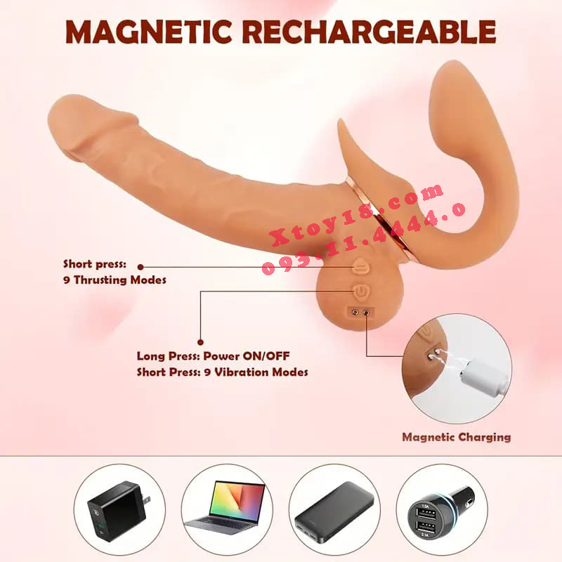 Dương Vật Giả 2 Đầu YEAIN Tự Động Rung Thụt Mạnh Mẽ