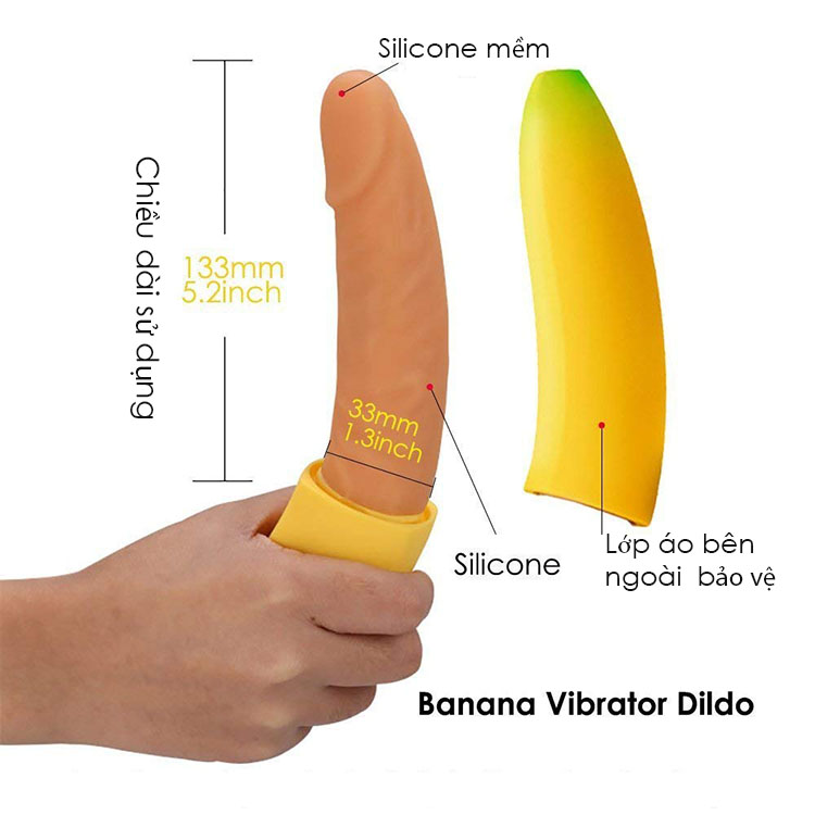 Dương Vật Giả Siêu Rung Ngụy Trang Banana Silicon Cao Cấp Pin USB
