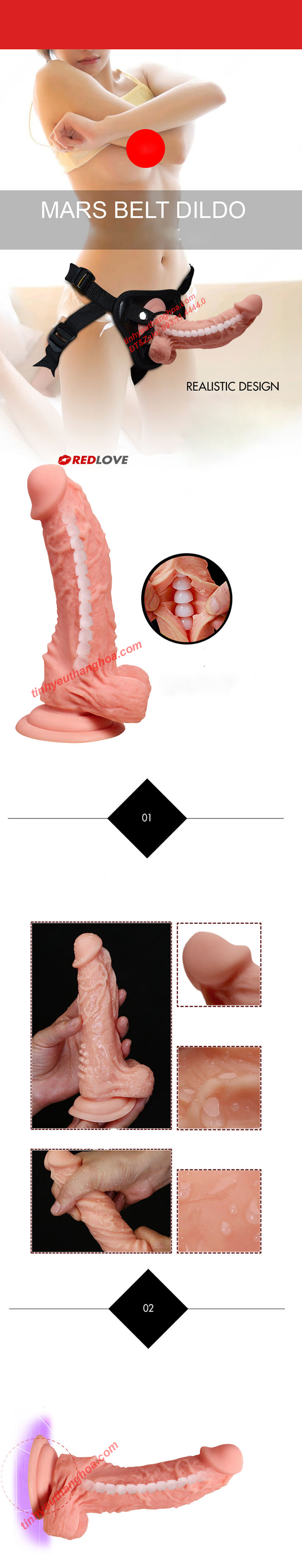 Máy Thủ Dâm Mềm Mịn Siêu Thật Có Dây Đeo Kích Thích MARS