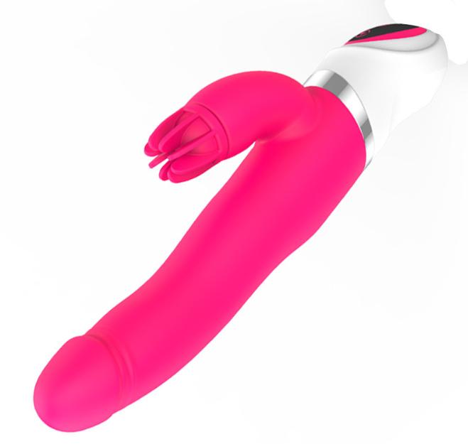 EASY.LOVE Heated Licking Thrusting Medical Silicone Dildo