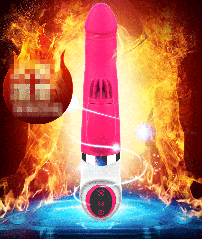 EASY.LOVE Heated Licking Thrusting Medical Silicone Dildo