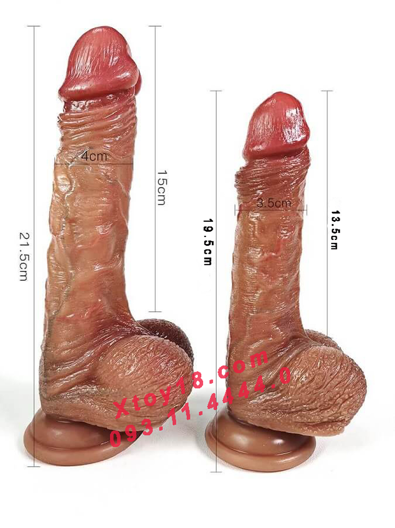 Dương vật giả 2 da cao cấp siêu mềm mịn đế hít thật như da