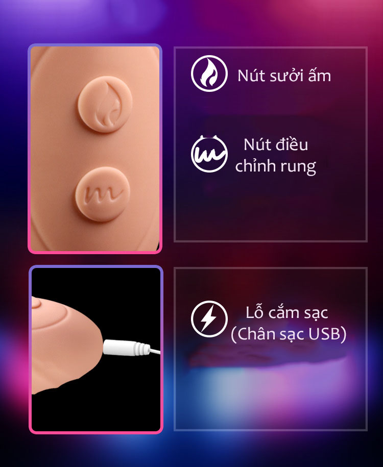 Găng Tay Massage Ngón Siêu Mềm Mịn Móc Lắc Rung Phát Nhiệt