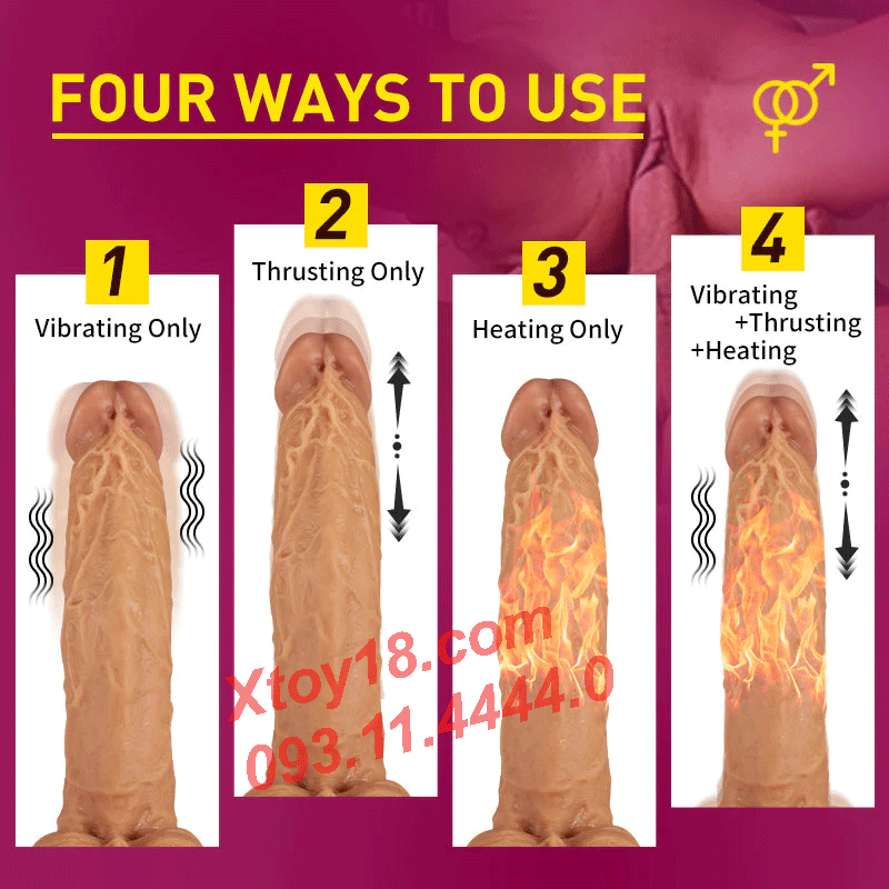 Dương vật giả đa năng MIKES rung phát nhiệt thụt ngoáy đế hút