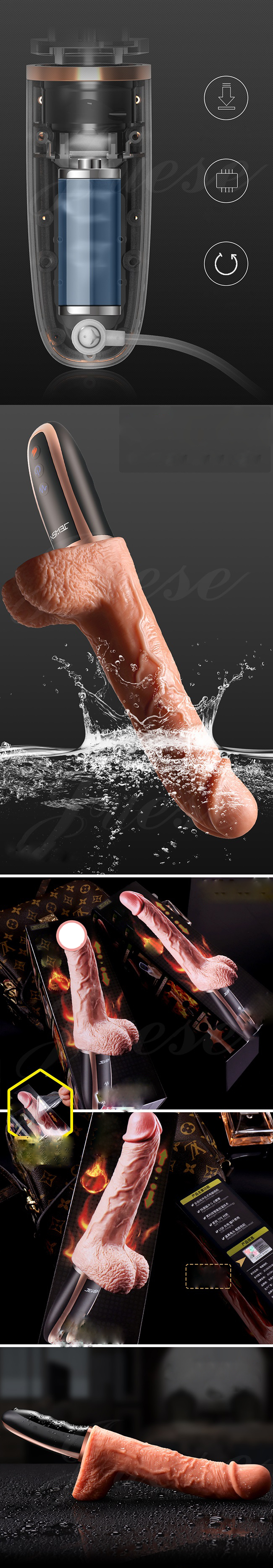 Dương Vật Giả JEWSN Cao Cấp Thụt Rung Phát Nhiệt Siêu Thật
