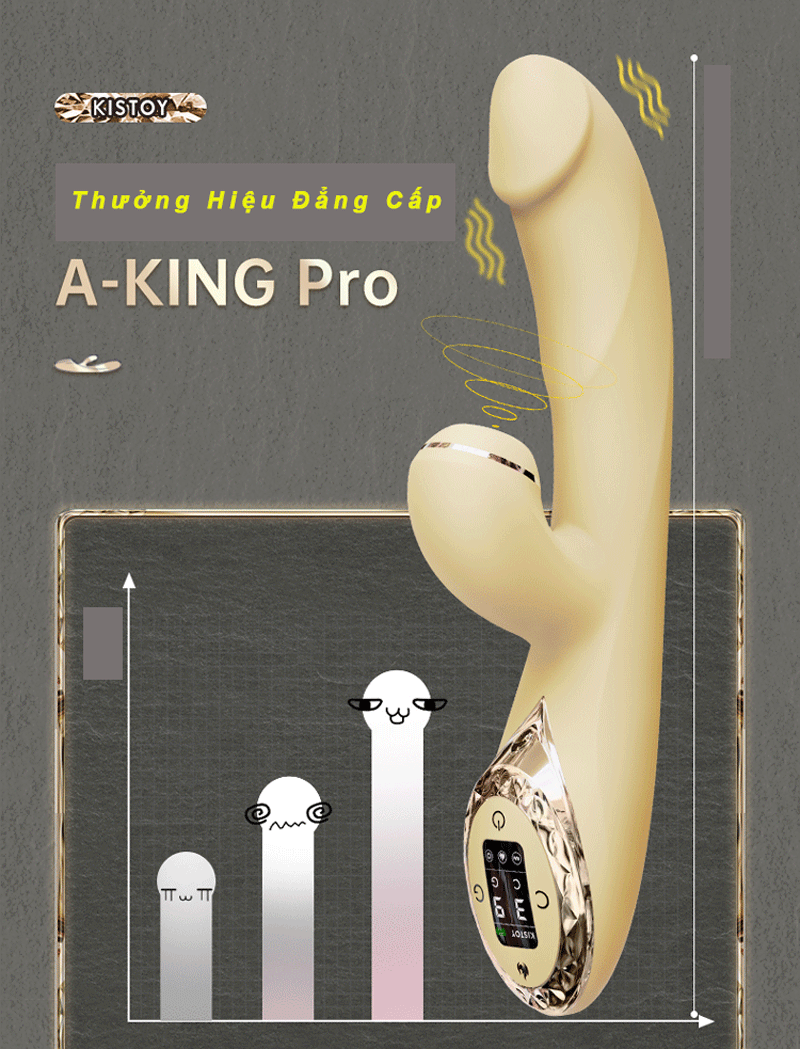 Dương vật giả A-KING PRO đa chức năng rung mút sưởi ấm cao cấp