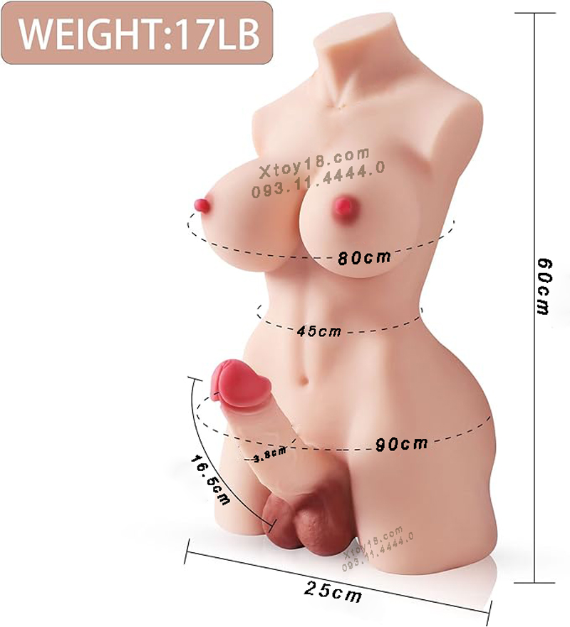 Búp Bê Tình Dục Bán Thân 3D Da Trắng Đồng Tính Nữ Siêu Mềm Mại