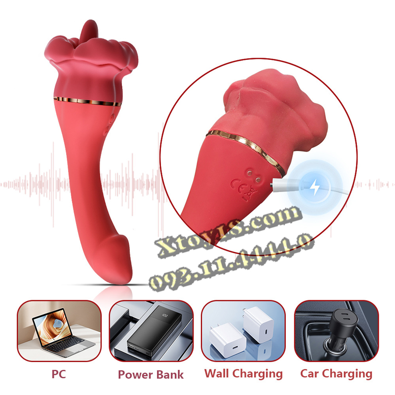 Máy Massage G Điểm 2 Đầu Rung Lưỡi Liếm - Cực Khoái Vượt Trội