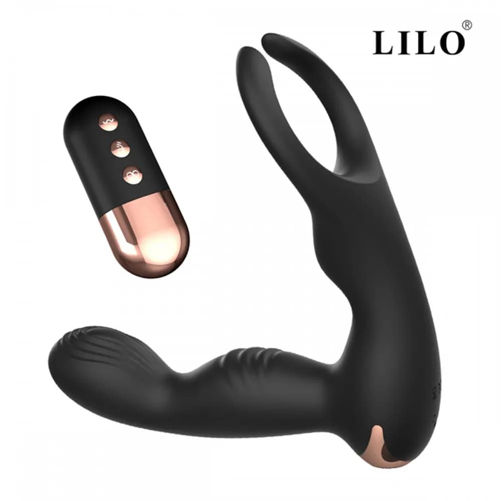 Dụng cụ massage hậu môn 2 đầu LILO STEVE rung co dãn silicon an toàn 