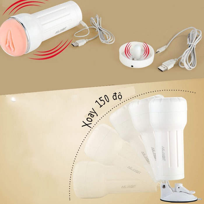 Âm Đạo Giả AK-HOT Có Đế Hít Rung Thực Tế, Kích Thích Mạnh Mẽ