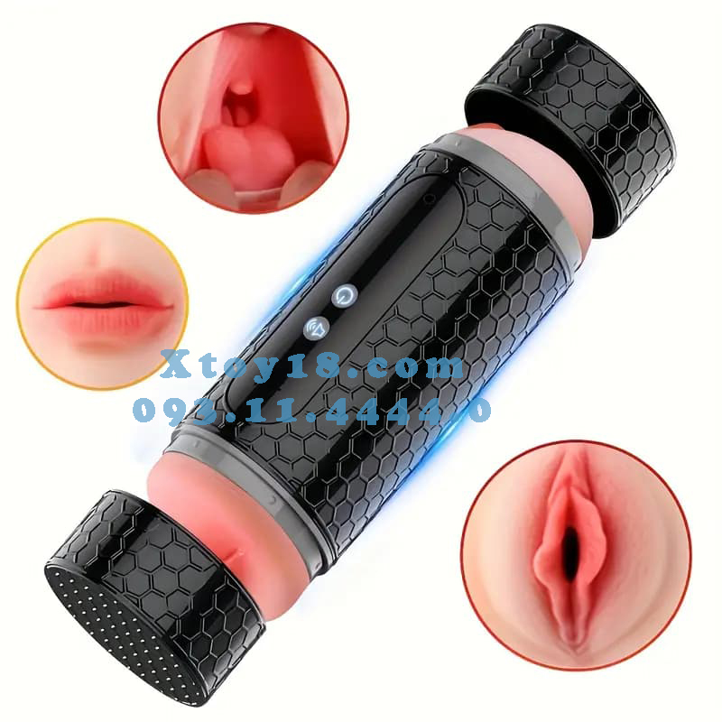 Âm đạo giả cao cấp 2 đầu JIUAI rung mút sưởi ấm phát âm chuyên nghiệp 