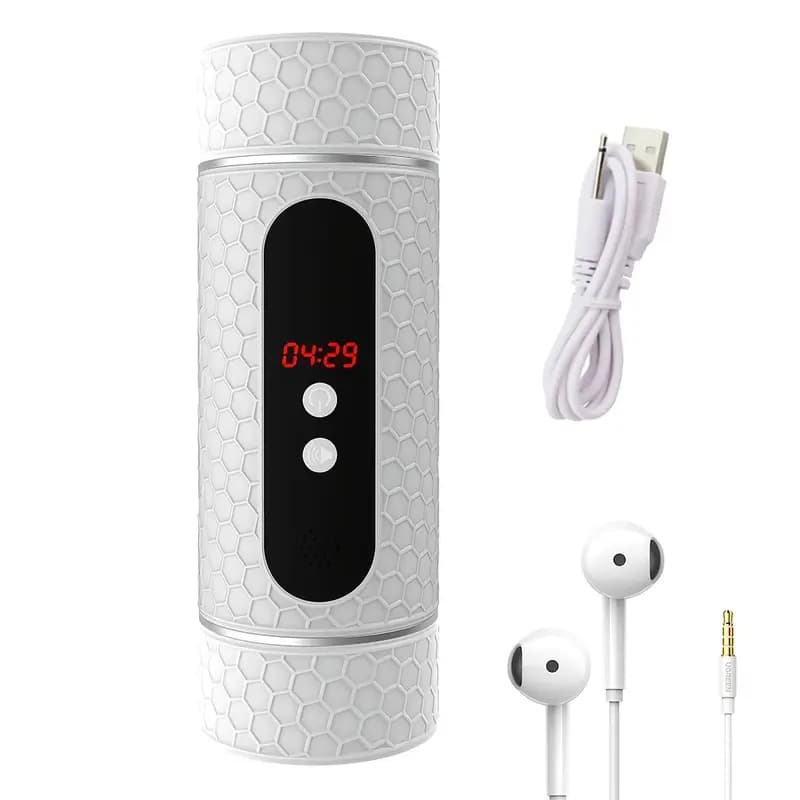 Âm Đạo Giả 2 Đầu JIUAI Rung Mút Sưởi Ấm Phát Âm Siêu Thật