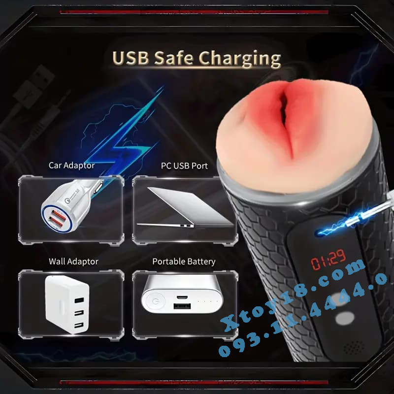 Âm Đạo Giả Cao Cấp JIUAI 2 Đầu Rung Mút Sưởi Ấm Phát Âm