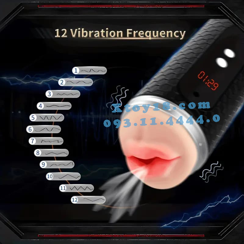 Âm Đạo Giả 2 Đầu Cao Cấp Rung Mút Sưởi Ấm Phát Âm JIUAI
